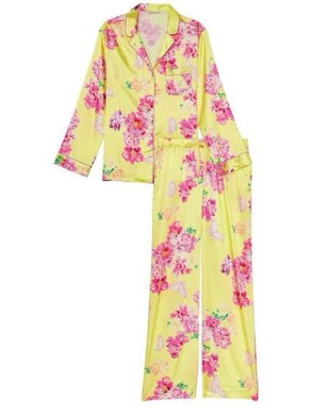 Victorias Secret- Yellow floral satin pjs